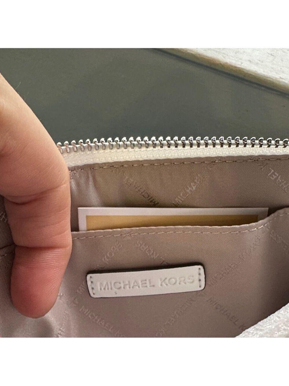 Michael Kors White Wristlet with Silver Studs New Never Used, Perfect for a Gift - Picture 12 of 17